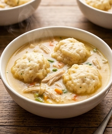 Cremiges Schongarer-Hähnchen mit Dumplings