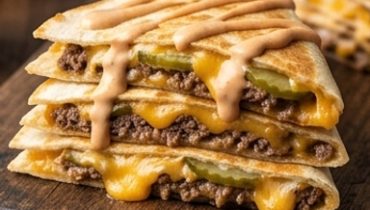 Cheeseburger Quesadilla von der Plancha