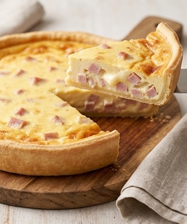 Leichte Quiche mit Putenbrustschinken und Kiri