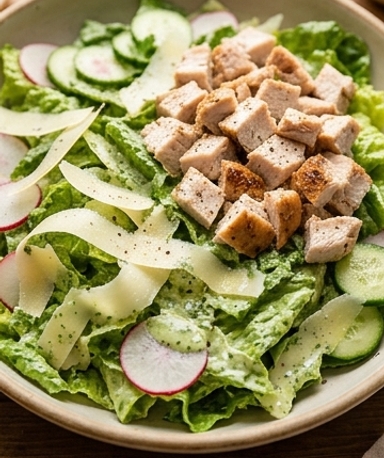 Green Goddess Caesar Salad mit Brathähnchen