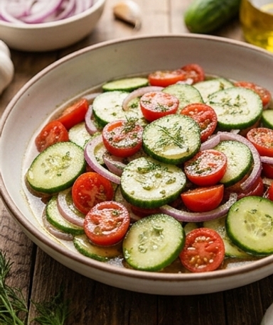 Gurken-Tomaten-Zwiebel-Salat