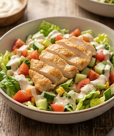 Cremiger hausgemachter Hähnchensalat