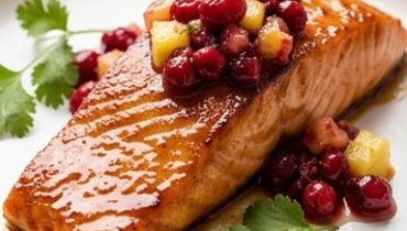 Ahorn-glasierter Lachs mit Cranberry-Ananas-Relish