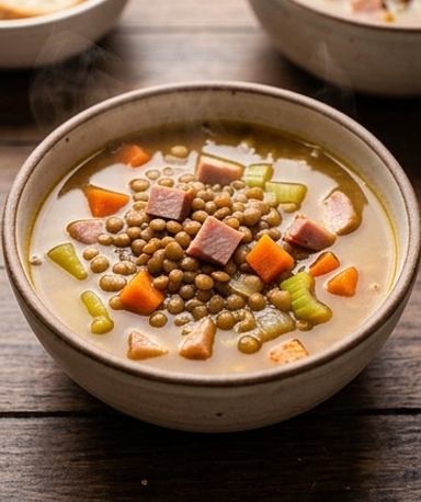 Linsensuppe mit geräucherter Pute