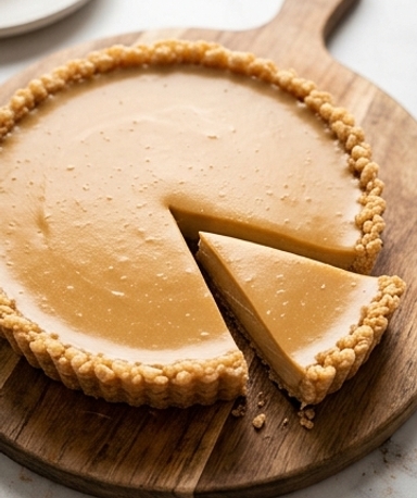 Cremige Ahornsirup-Tarte auf Rice-Krispies-Boden