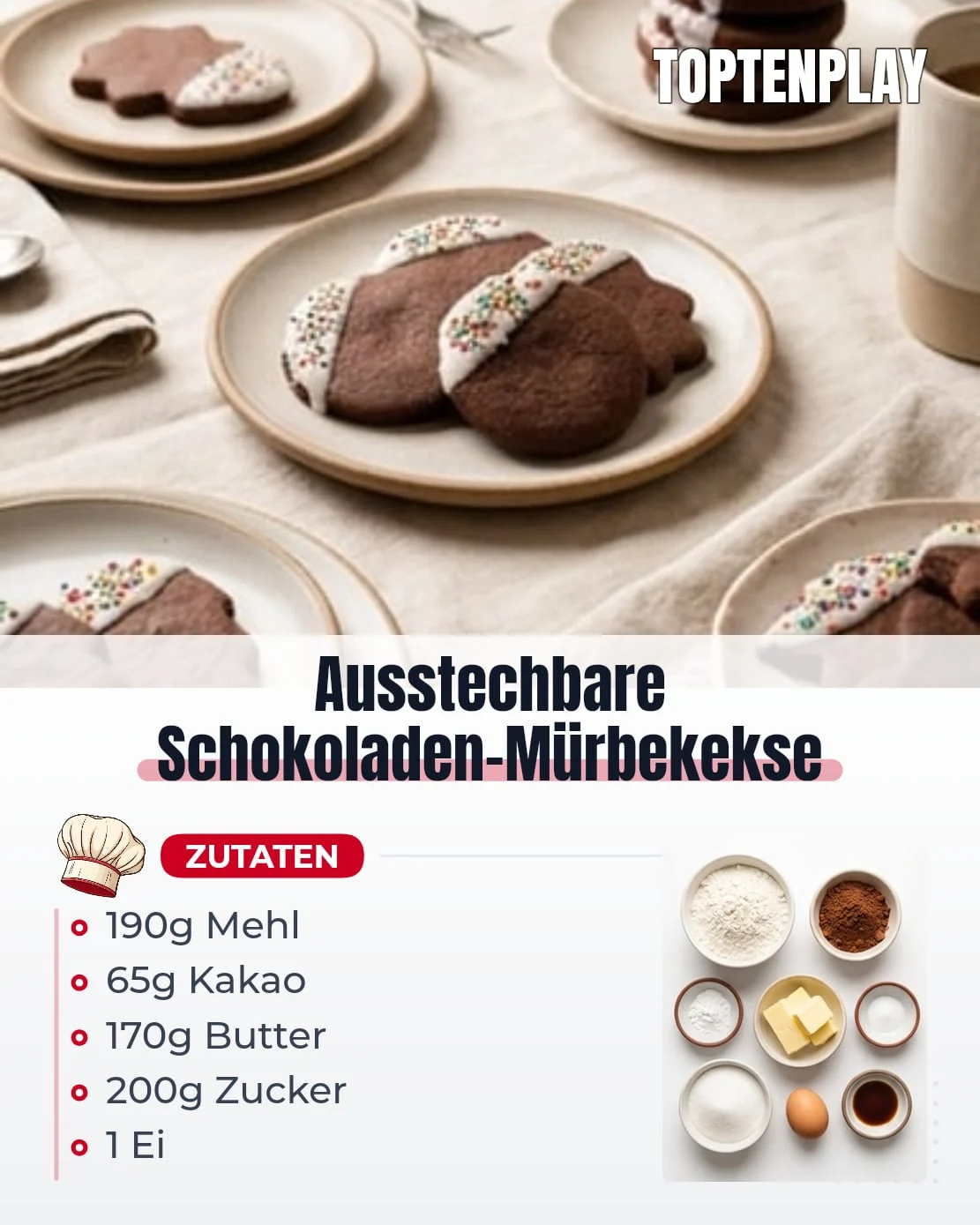 Ausstechbare Schokoladen-Mürbekekse