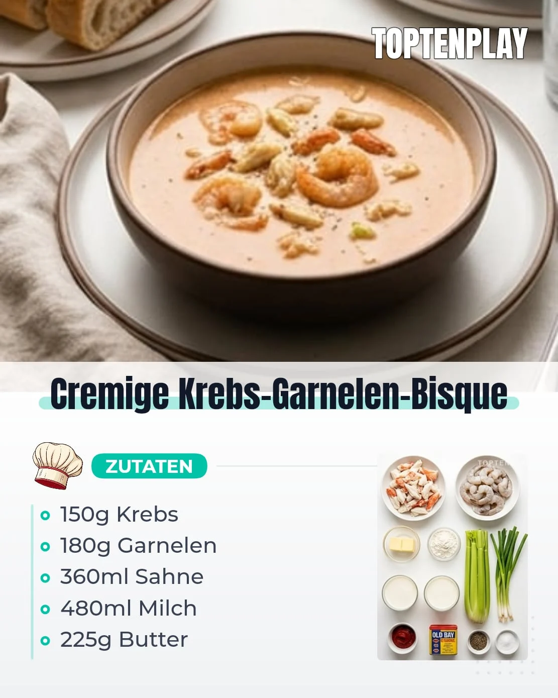 Cremige Krebs-Garnelen-Bisque