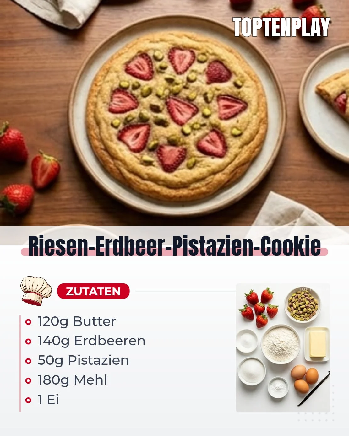 Riesen-Erdbeer-Pistazien-Cookie