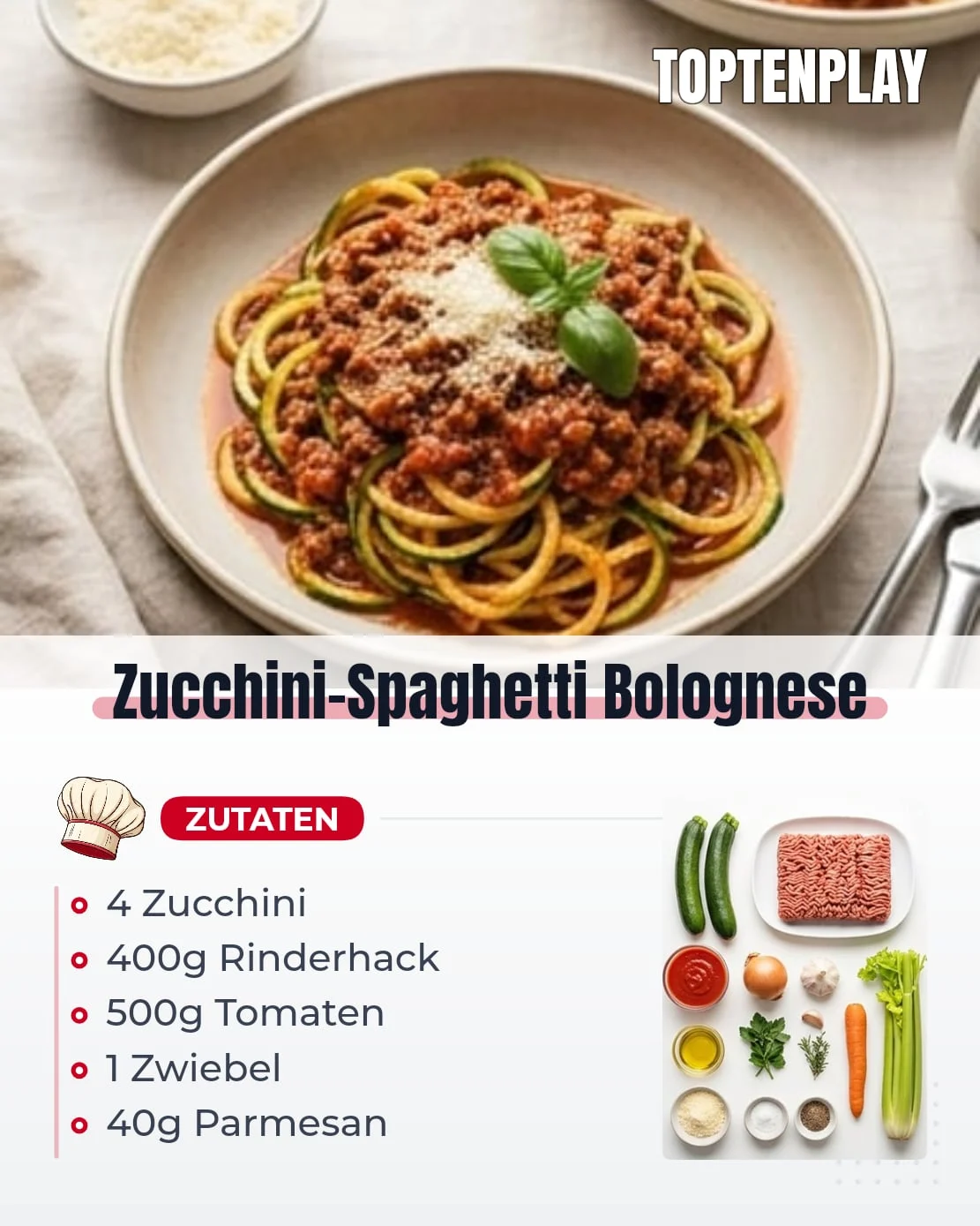 Zucchini-Spaghetti Bolognese