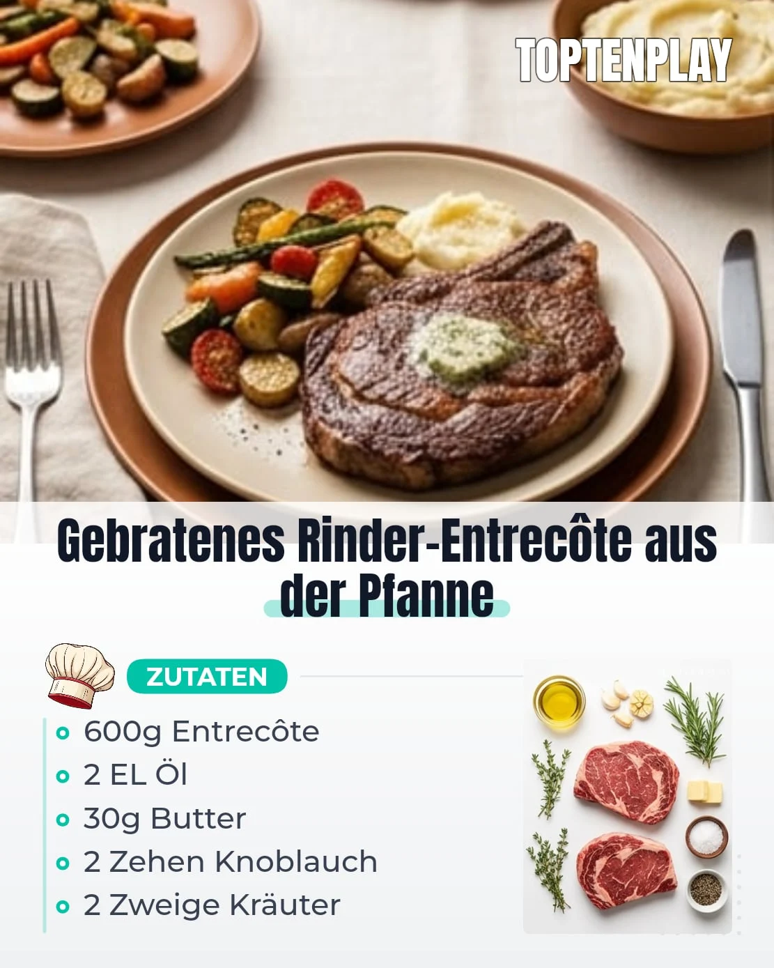 Gebratenes Rinder-Entrecôte aus der Pfanne