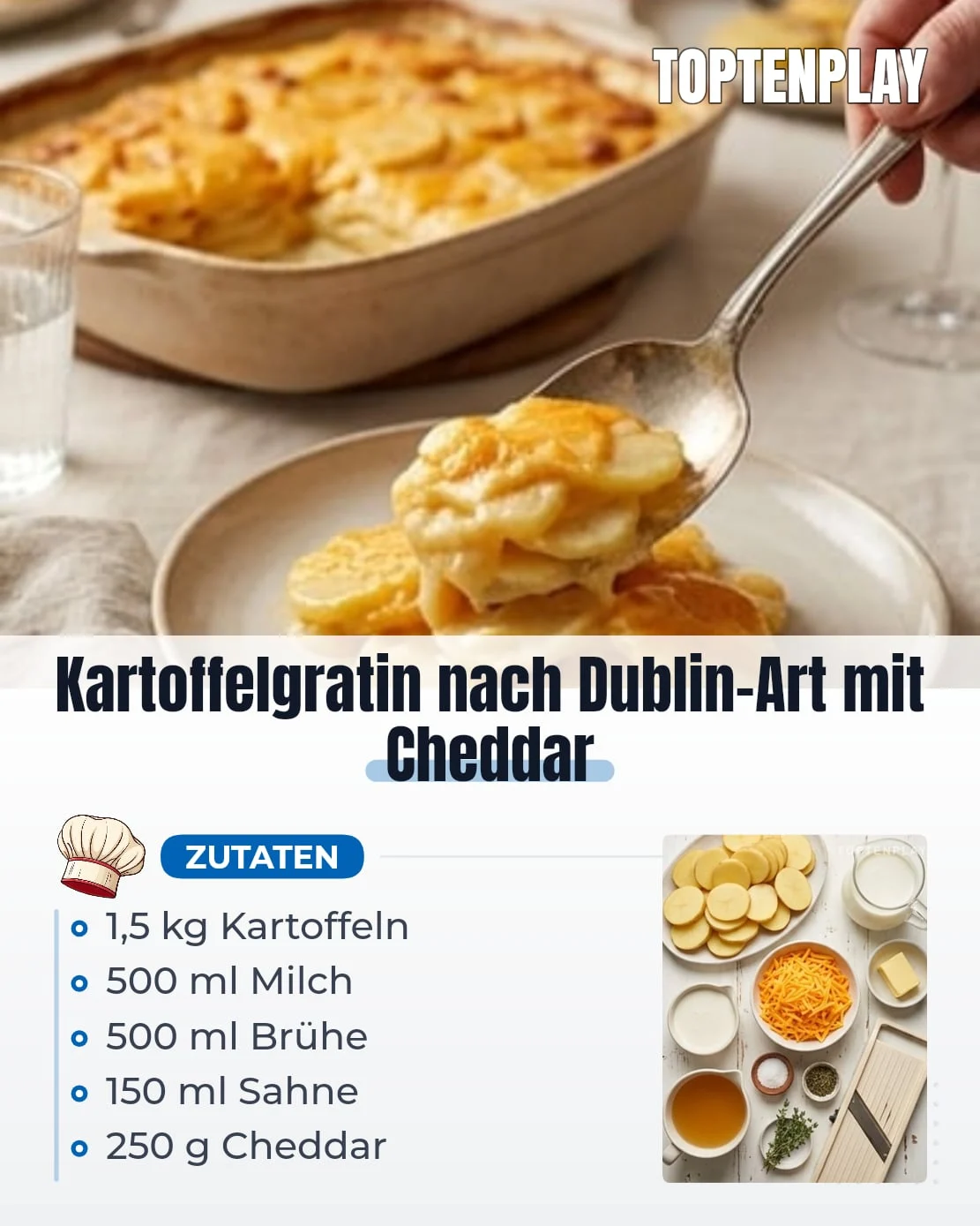Kartoffelgratin nach Dublin-Art mit Cheddar