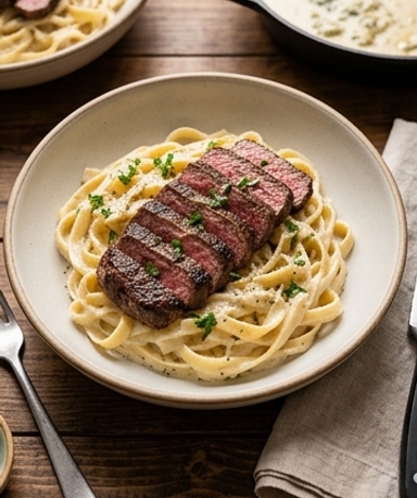 pates-fettuccine-au-steak-et-sauce-gorgonzola-alfr-cover pates-fettuccine-au-steak-et-sauce-gorgonzola-alfr cover