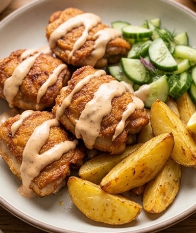 poulet-croustillant-patates-dorees-et-salade-de-co-cover poulet-croustillant-patates-dorees-et-salade-de-co cover