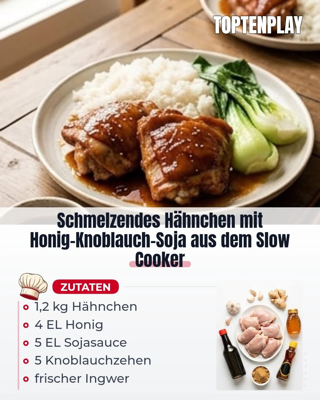 Schmelzendes Hähnchen mit Honig-Knoblauch-Soja aus dem Slow Cooker