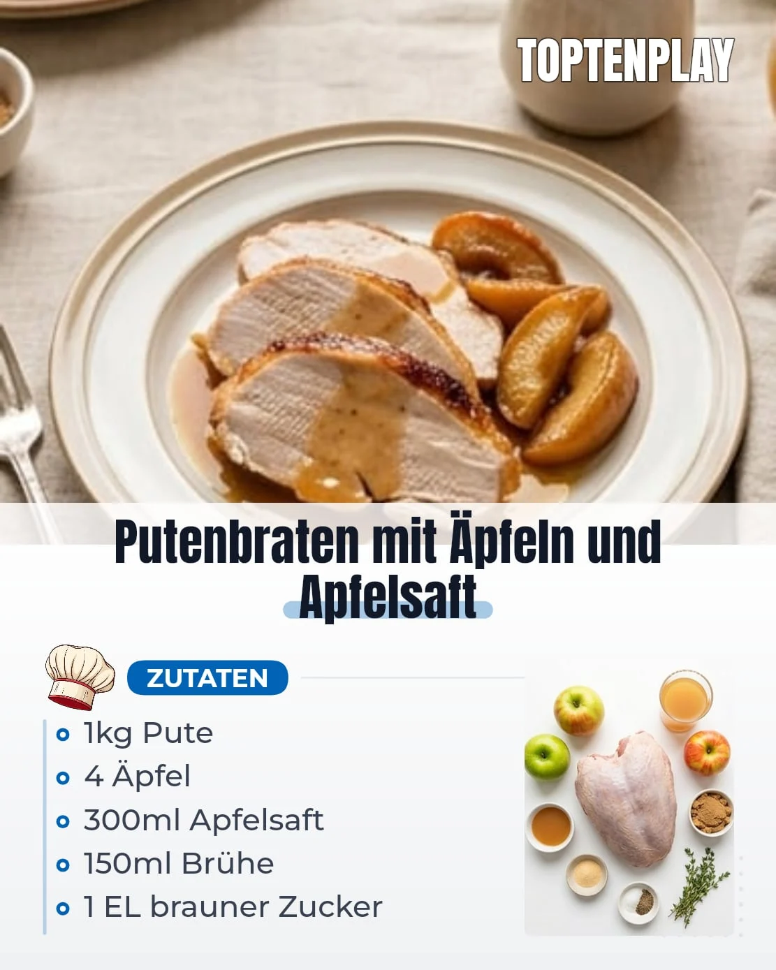 Putenbraten mit Äpfeln und Apfelsaft