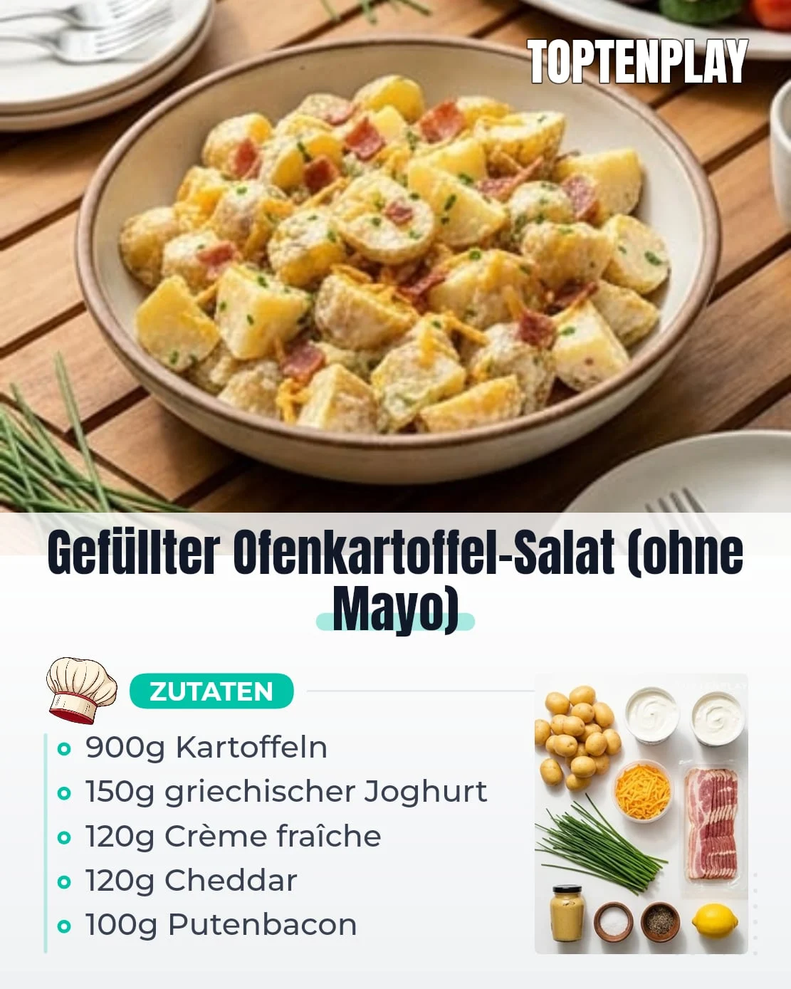 Gefüllter Ofenkartoffel-Salat (ohne Mayo)