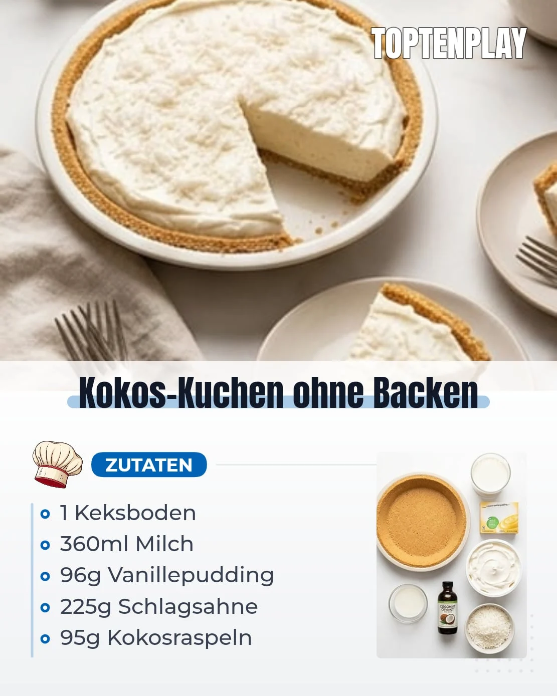 Kokos-Kuchen ohne Backen