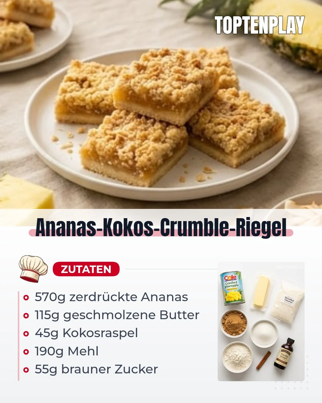 Ananas-Kokos-Crumble-Riegel