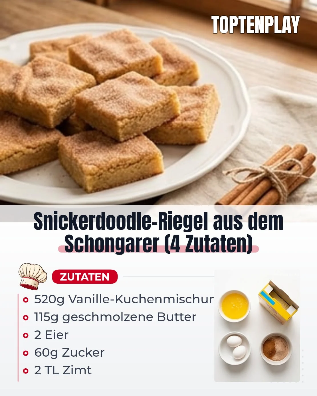 Snickerdoodle-Riegel aus dem Schongarer (4 Zutaten)