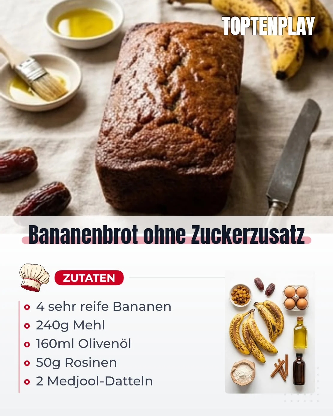 Bananenbrot ohne Zuckerzusatz