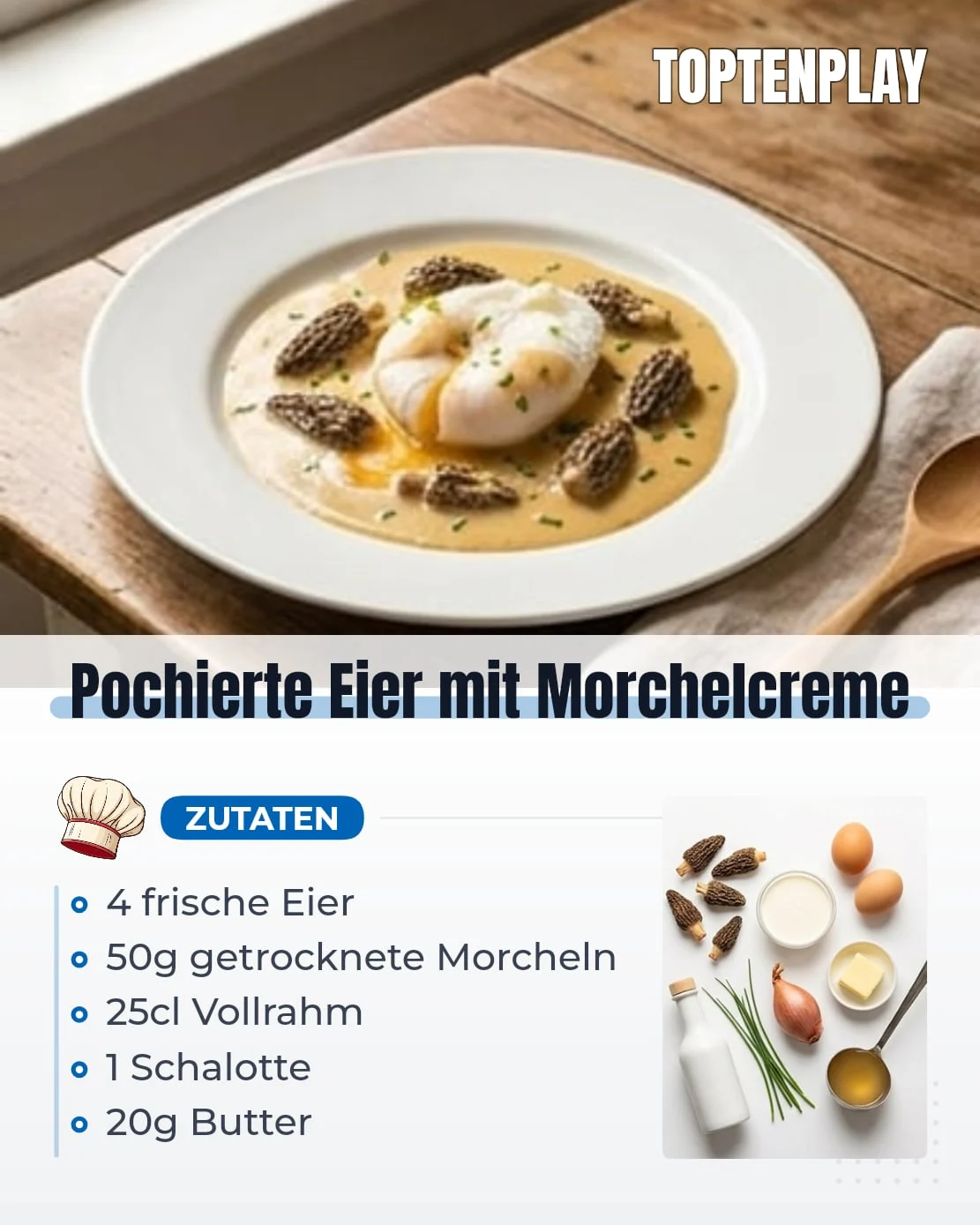 Pochierte Eier mit Morchelcreme